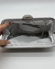 Nina Silver Pleated Satin Clutch