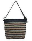 The Sak Black Multi-Colored Crocheted Striped Tote Shoulder Bag