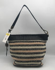 The Sak Black Multi-Colored Crocheted Striped Tote Shoulder Bag