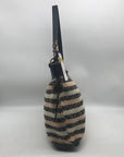 The Sak Black Multi-Colored Crocheted Striped Tote Shoulder Bag
