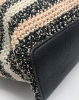 The Sak Black Multi-Colored Crocheted Striped Tote Shoulder Bag