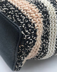 The Sak Black Multi-Colored Crocheted Striped Tote Shoulder Bag