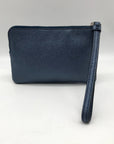 Coach Metallic Blue Pebbled Leather Kelsey Wristlet