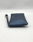 Coach Metallic Blue Pebbled Leather Kelsey Wristlet