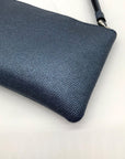 Coach Metallic Blue Pebbled Leather Kelsey Wristlet