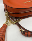 Michael Kors Burnt Orange Leather Floral Applique Crossbody Bag