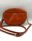 Michael Kors Burnt Orange Leather Floral Applique Crossbody Bag