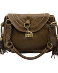 The Real McCoy Brown And Brass Studded Hobo Shoulder Bag