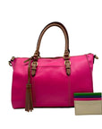Tignanello Fushia & Brown Shoulder Bag With Matching Wallet