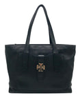 Tory Burch Blue Pebbled Leather Meyer Plaque Shoulder Bag