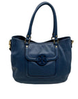 Tory Burch Blue Pebbled Leather Shoulder Bag