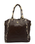 Tory Burch Brown Pebbled Leather Snake Embossed Tote Bag