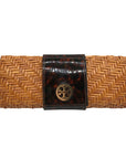 Tory Burch Brown Straw And Patent Leather Rattan Clutch