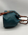 Dooney & Bourke Teal Pebbled Grain Leather Kendall Drawstring Bag