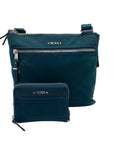 Tumi Teal Nylon Voyageur Tula Crossbody & Wallet