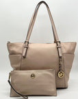 Michael Kors Light Pink Pebbled Leather Jet Set Tote & Wristlet