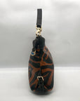 Dooney & Bourke Black & Orange Leather Tiger Print Shoulder Bag