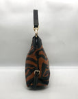 Dooney & Bourke Black & Orange Leather Tiger Print Shoulder Bag
