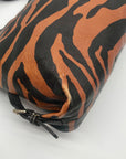 Dooney & Bourke Black & Orange Leather Tiger Print Shoulder Bag