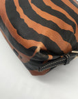 Dooney & Bourke Black & Orange Leather Tiger Print Shoulder Bag