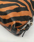 Dooney & Bourke Black & Orange Leather Tiger Print Shoulder Bag