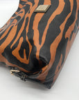 Dooney & Bourke Black & Orange Leather Tiger Print Shoulder Bag