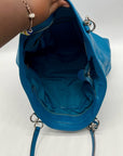 Coach Blue Pebbled Leather Tote Bag With Wallet