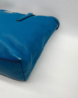 Coach Blue Pebbled Leather Tote Bag With Wallet