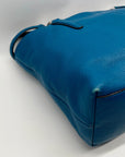 Coach Blue Pebbled Leather Tote Bag With Wallet