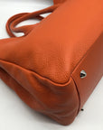 Mark & Graham Orange Pebbled Leather Elisabetta Slouch Leather Tote Bag