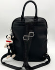 Paul Frank Black Nylon Backpack W/ Monkey Charm and Three Pins