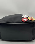 Paul Frank Black Nylon Backpack W/ Monkey Charm and Three Pins