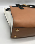 Michael Kors Brown And White Leather Hamilton Satchel Bag