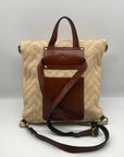 Patricia Nash Beige Raffia And Leather Luzille Convertible Backpack