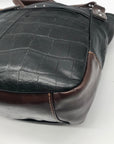 Stone Mountain Black Crocodile Embossed Leather Shoulder Bag