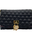 Betsey Johnson Black Quilted Hearts Design Shoulder Bag