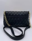 Betsey Johnson Black Quilted Hearts Design Shoulder Bag