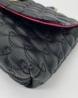Betsey Johnson Black Quilted Hearts Design Shoulder Bag