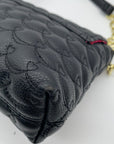 Betsey Johnson Black Quilted Hearts Design Shoulder Bag