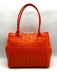 Brahmin Mango Orange Melbourne Leather Crooc Embossed Tonya Tote Bag