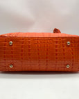 Brahmin Mango Orange Melbourne Leather Crooc Embossed Tonya Tote Bag