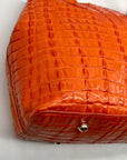 Brahmin Mango Orange Melbourne Leather Crooc Embossed Tonya Tote Bag