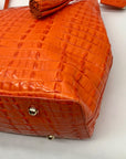 Brahmin Mango Orange Melbourne Leather Crooc Embossed Tonya Tote Bag
