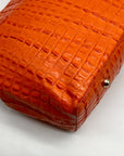 Brahmin Mango Orange Melbourne Leather Crooc Embossed Tonya Tote Bag