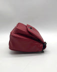 Badgley Mischka Deep Red Chevron-Quilted Faux Leather Shoulder Bag