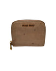Mui Mui Beige Crocodile Print Bi-Fold Wallet