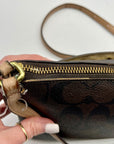 Coach Brown Leather Peyton Signature East/West Swingpack Tote Bag