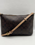Coach Brown Leather Peyton Signature East/West Swingpack Tote Bag