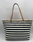 Kate Spade Black And White Leather Splash Out Striped Francis Tote