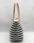 Kate Spade Black And White Leather Splash Out Striped Francis Tote